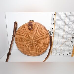 Round Rattan Wicker Crossbody Boho Bag